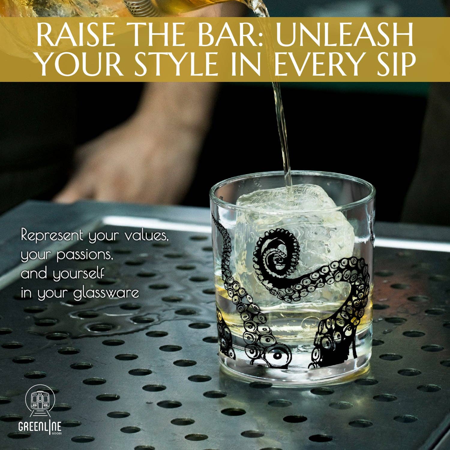 Greenline Goods - Vente Verres à cocktail/alcool - Verres à whisky pieuvre1