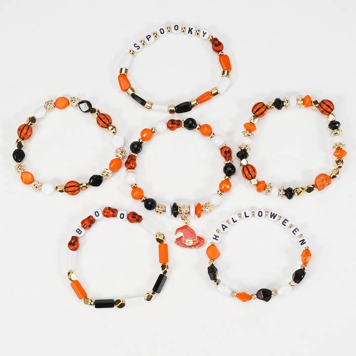 ACCITY - Wholesale Jewelry Set - HALLOWEEN PUMPKIN GHOST BEADED BRACELET_CWAJE057182