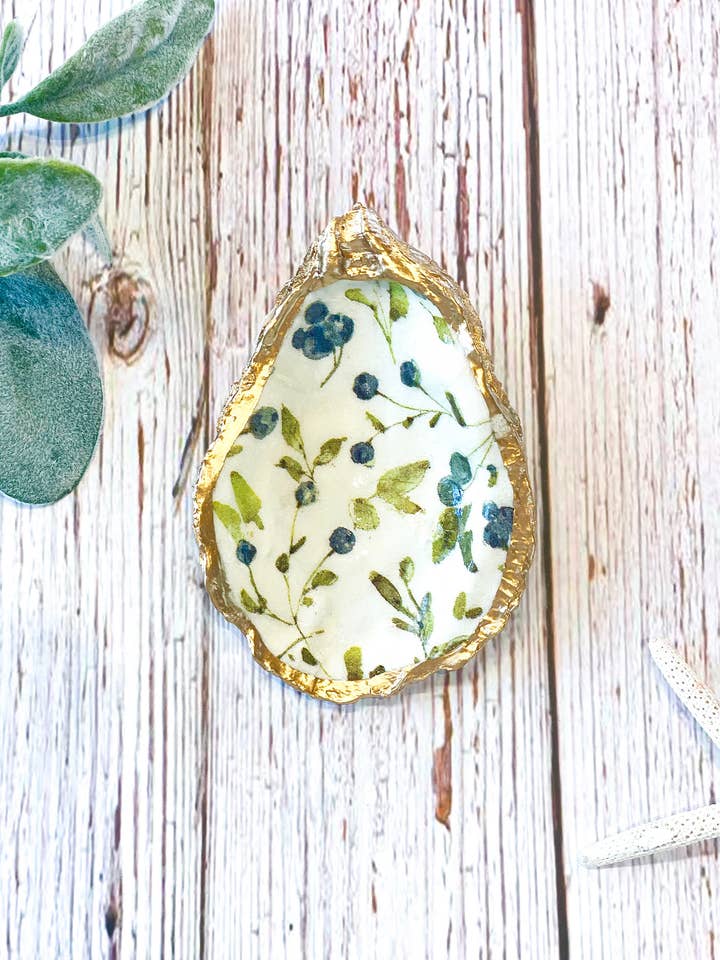 Wild Blueberries Oyster Schmuckschale für den Großhandel von Alison Brooke Designs