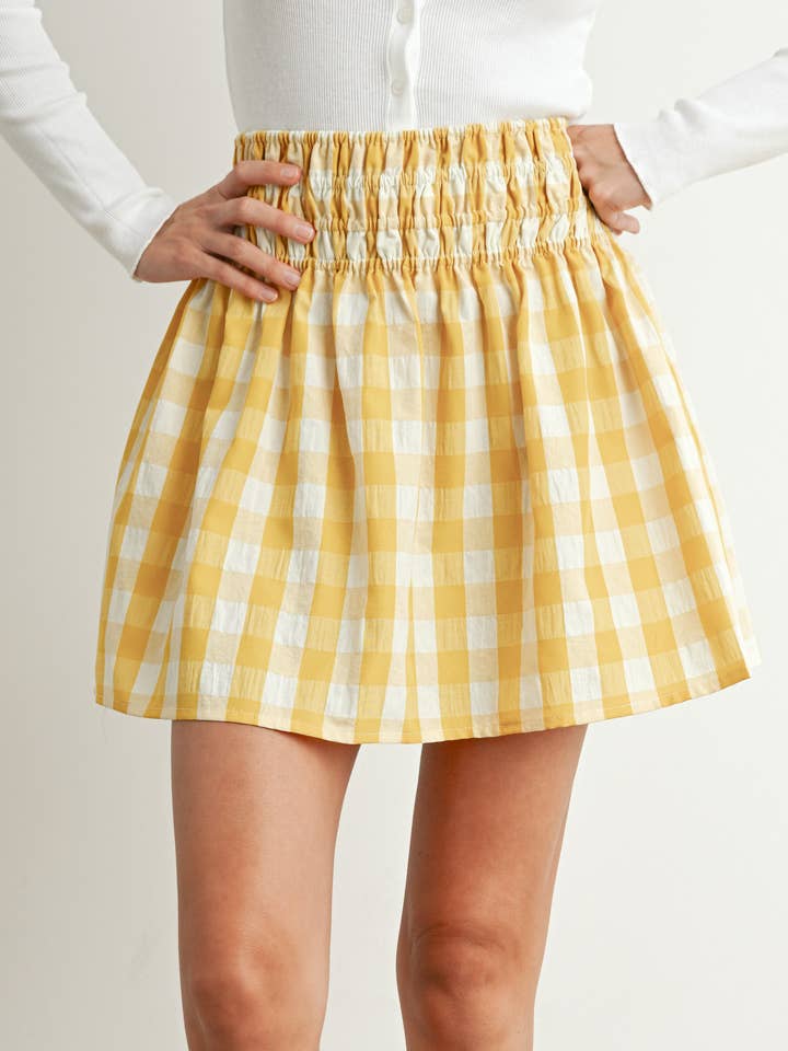 BUTTERMELON - Wholesale Skirt - Women's - Checked Patterned Plaid Skirt - BMS7604