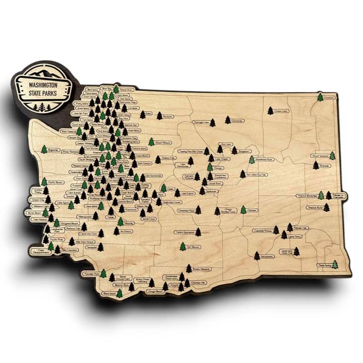 Washington State Park Map Travel Map | Hiking Map | Camping Map for wholesale by Fuzzy Loon Designs