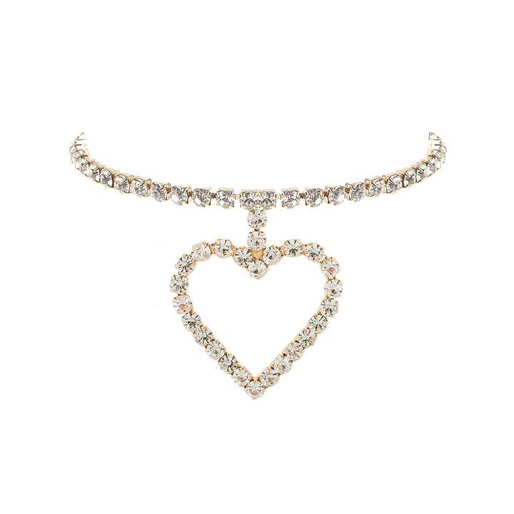 SP Sophia Collection - Wholesale Choker/Collar - Valentines Day Rhinestone Heart Choker Necklace