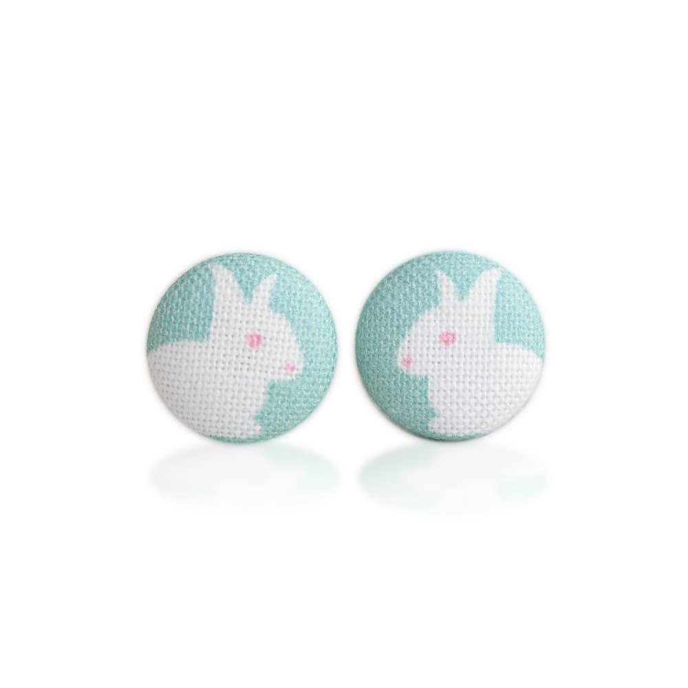 Rachel O's - Wholesale Stud/Post Earrings - Spring Bunny Fabric Button Earrings4