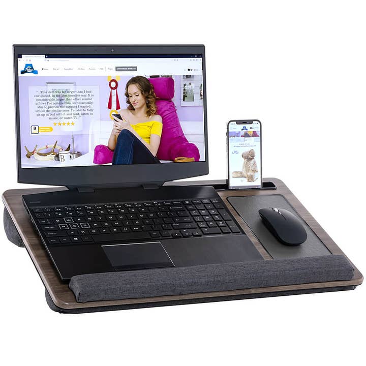 Husband Pillow - Bed Tray Desk, Adjustable Hard Wood PVC Desktop Lap Desk, Portable Laptop Table Stand Foldable Laptop Tray for Sofa Couch Floor for wholesale by Husband Pillow