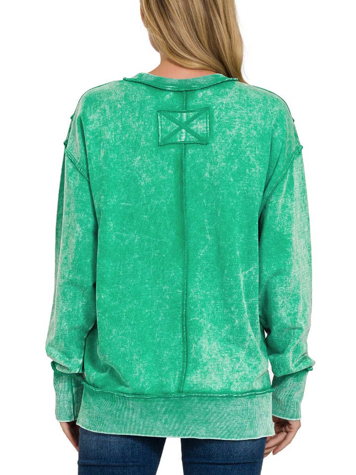 42POPS - Wholesale Sweatshirt - Women's - ',....Acid Wash French Terry Exposed Seam Sweatshirt14