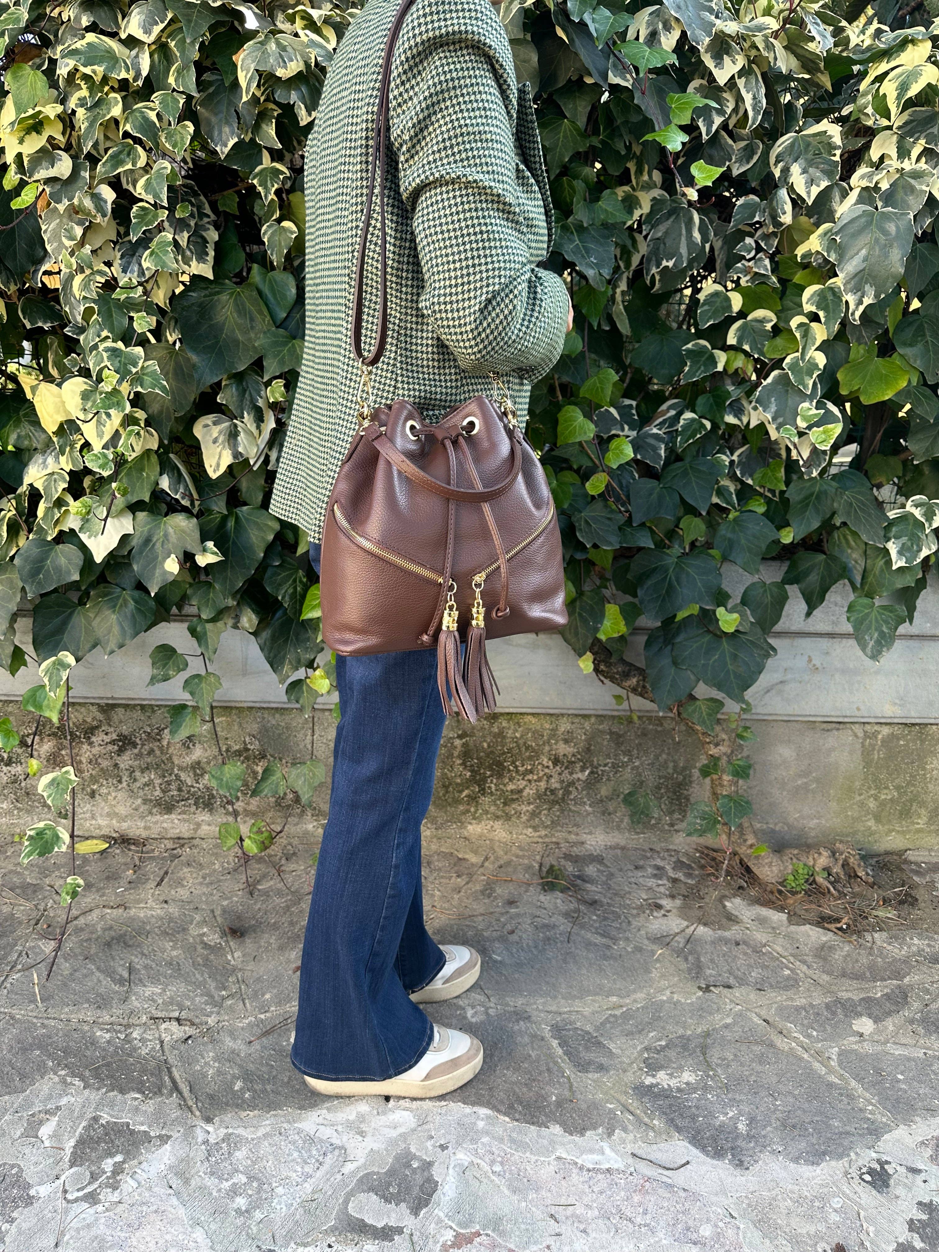 Zhade – Bolsa de ombro – Mulher por atacado – LINA- balde em pele genuína11