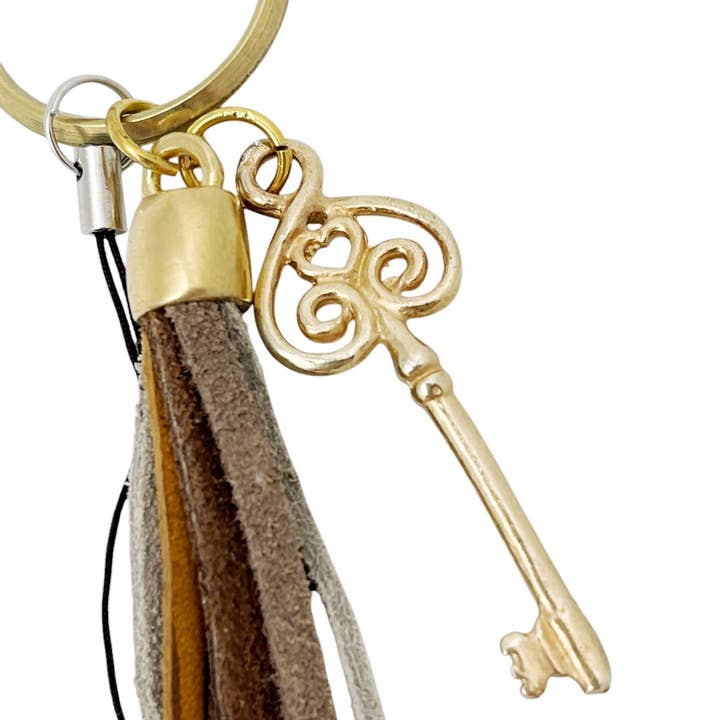 Gloria Mago - Wholesale Sleutelhanger - Dames - Sleutelhanger met Fleco and Key in goud en bruin1