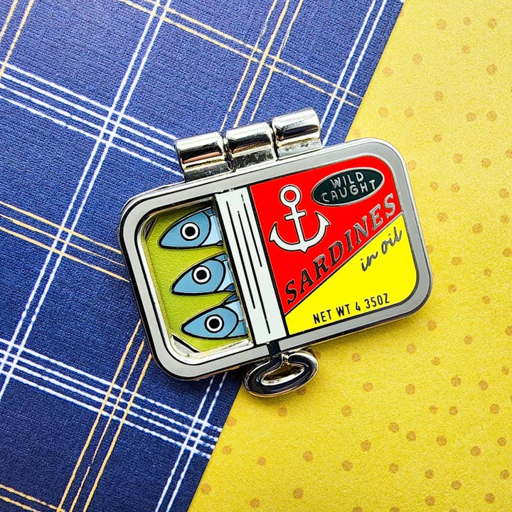 Toku Arts - Wholesale Lapel Pin/Button - Tightly Packed Sardines Enamel Pin