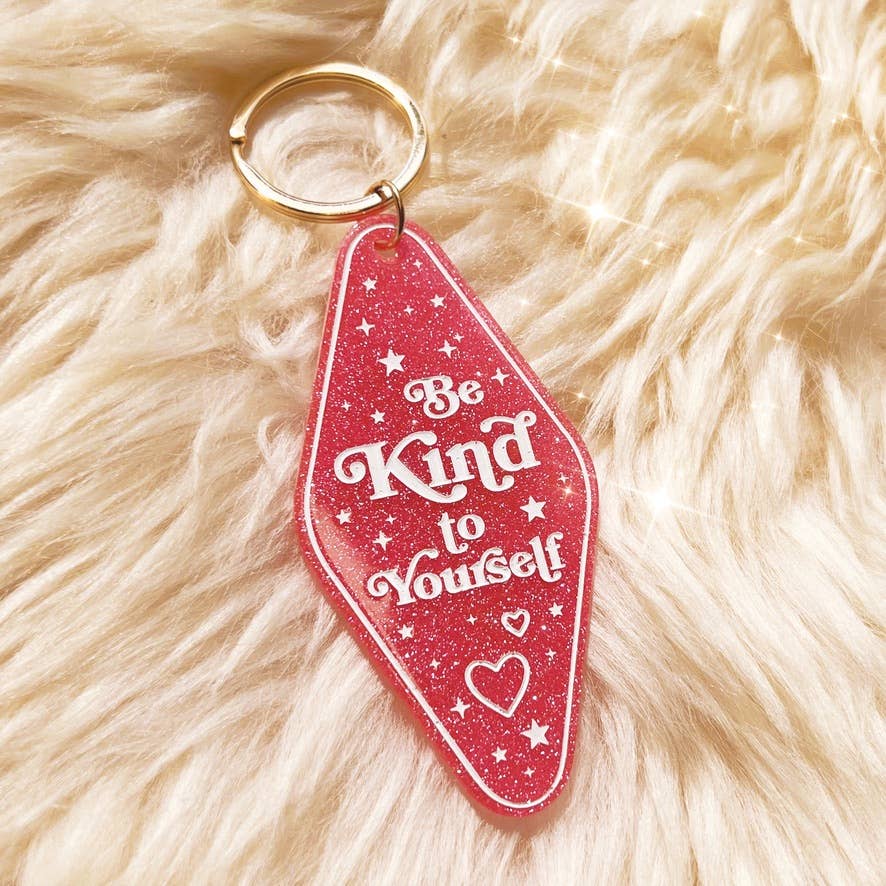 Wildflower + Co. - Wholesale Keychain - Women's - Positive Affirmation Glitter Motel Keychain Stocking Stuffer8