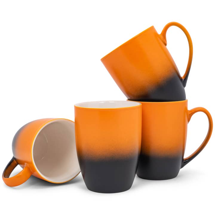 Mug 4-Pack 12oz Orange Black Ombre Matte PRICE IS PER MUG for wholesale by EAST AVENUE