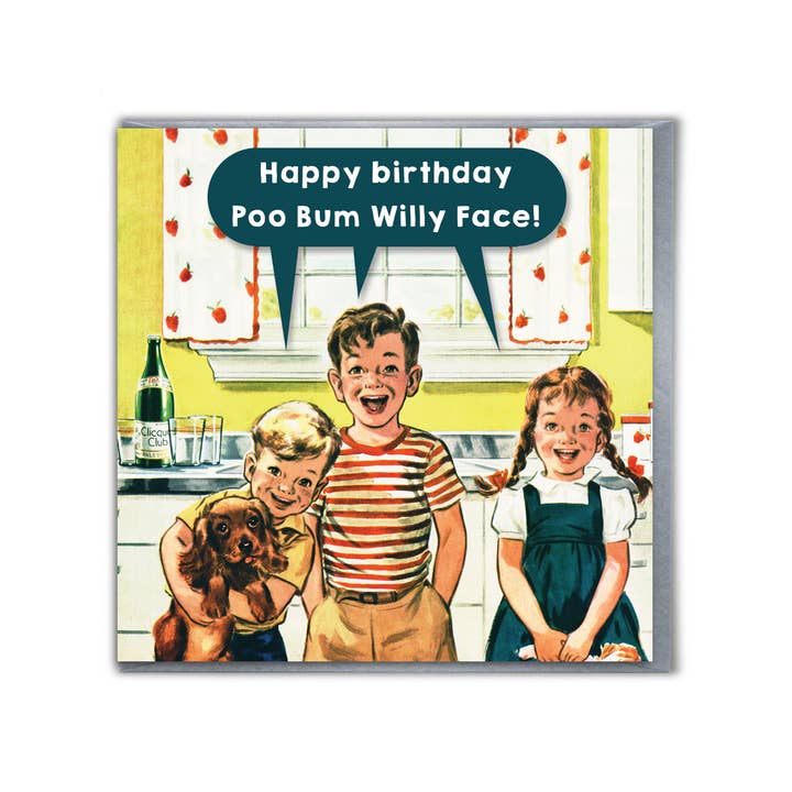 brainbox candy - Wholesale Birthday Card - Funny Birthday Card - Poo Bum Willy Face Greetings Card