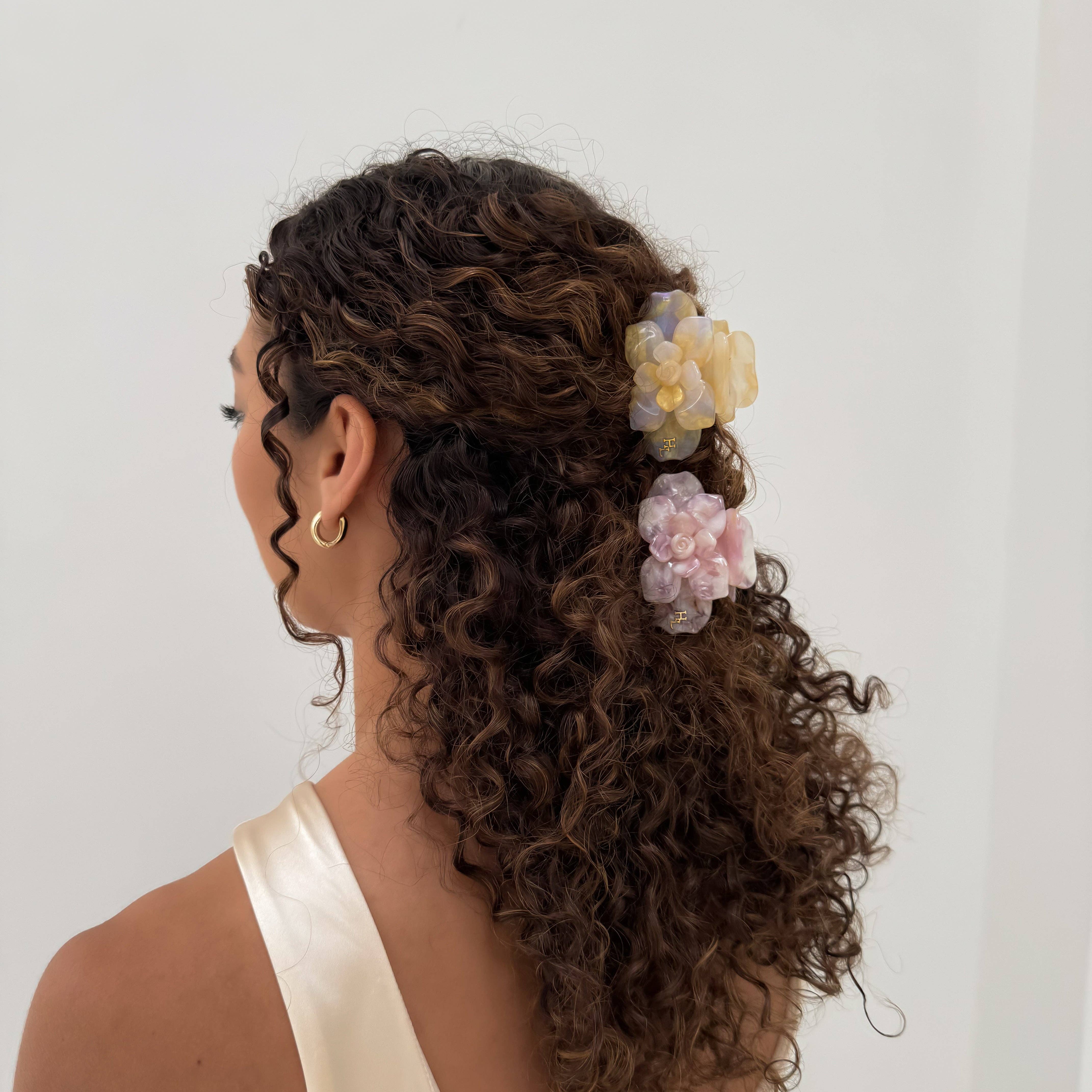 HoneyLux – Großhandel Haarclip – Damen – Acetat Magnolia Claw- Pink Pearl6