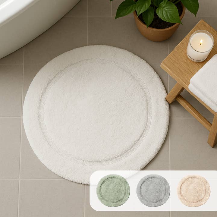 Round Bath Mat Non-Slip - 100% Cotton Circle Bathroom Rug for wholesale by Allure Bath Fashions