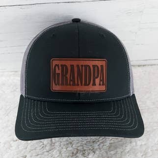 Grandpa Leather Hat Patch for wholesale by Trendy Transfers
