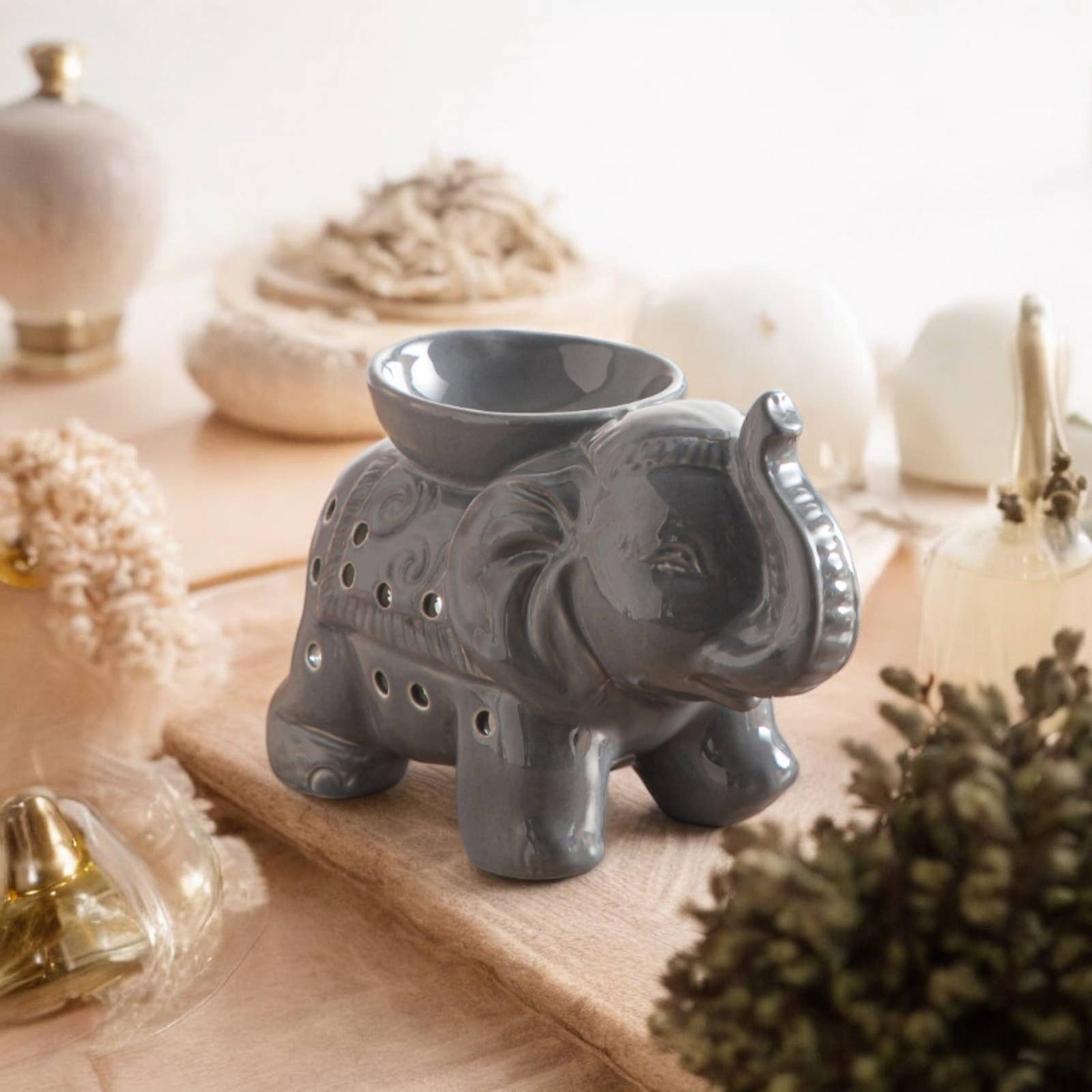 Zen'Arôme - Vendita all'ingrosso Portacandele - Bruciatore olio fondente cera profumata elefante Tandor grigio4