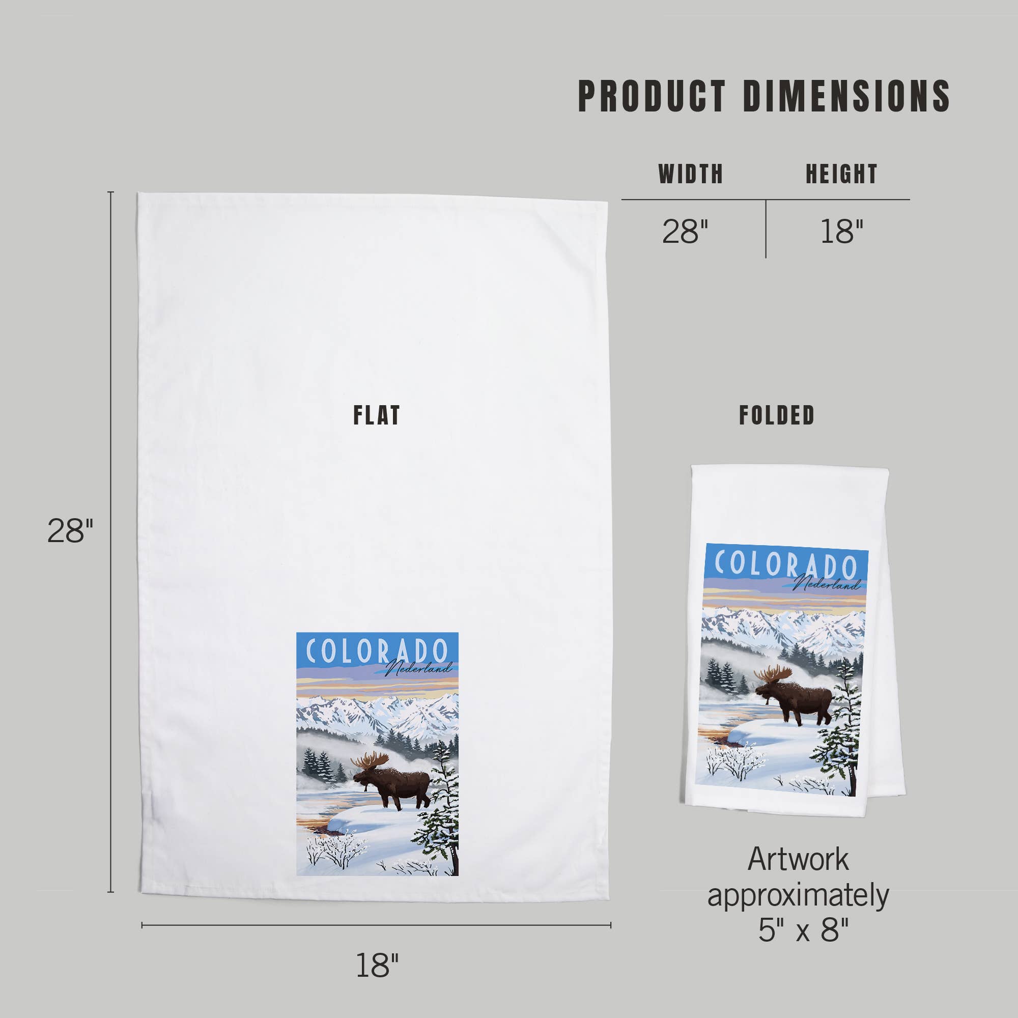Lantern Press - Wholesale Tea Towel - ORGANIC TEA TOWEL Nederland, Colorado, Moose, Winter Scene4