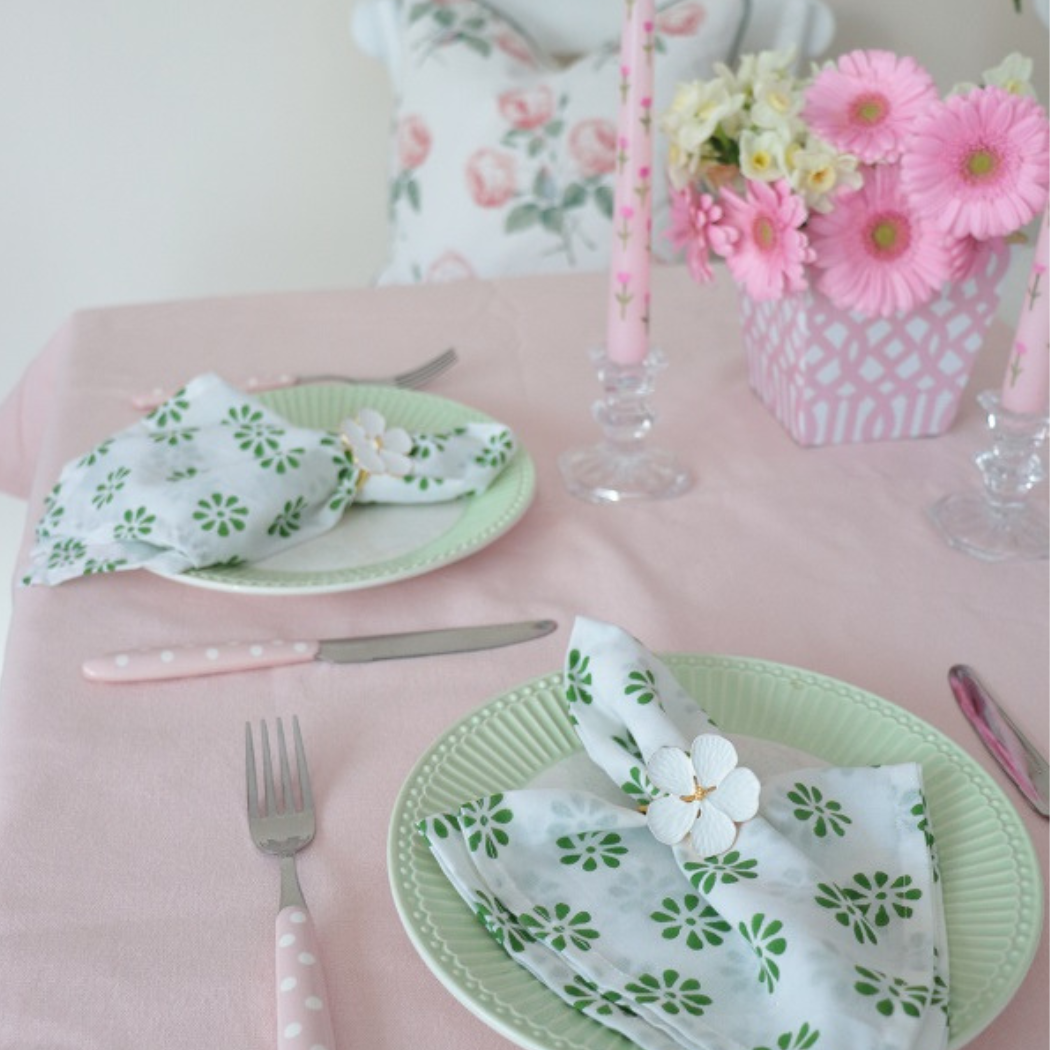 Pretty Homestyle - Wholesale Dinner & cloth napkin - Green flower soft weave Cotton Napkin3