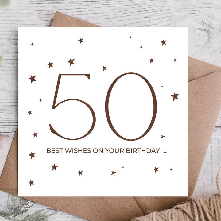 Star Pattern Design Best Wishes On Your 50th Birthday Card for wholesale by Highgrove Cards