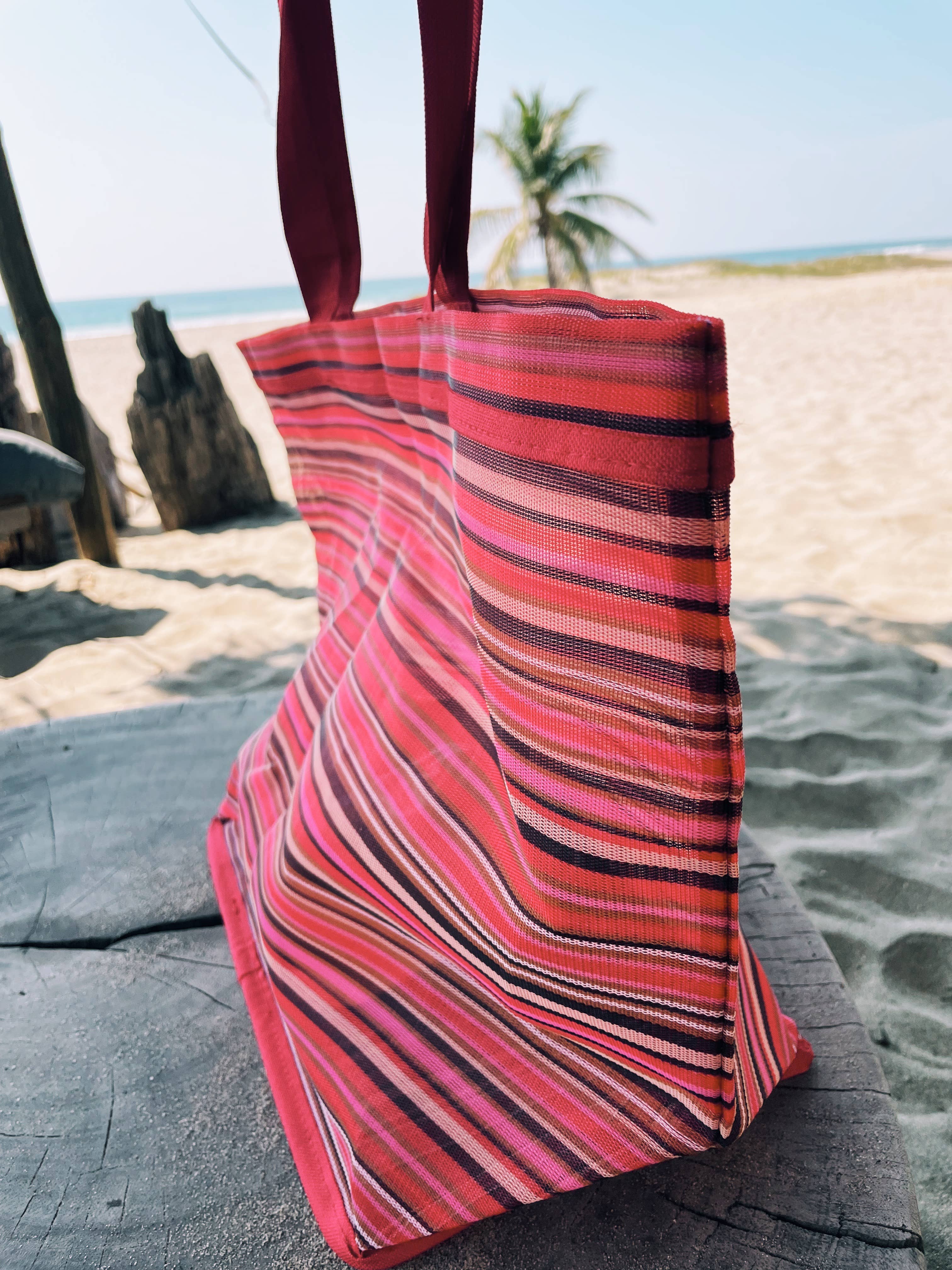 Pura Vida - Vendita all'ingrosso Borsa da spiaggia - Borsa da spiaggia in tessuto con cinturino in plastica 15x20 pollici13