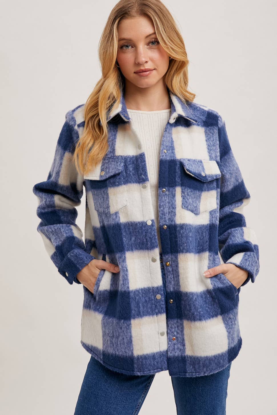 Bluivy – Engroshandel Skjortejakke/shacket – til kvinder – PLAID BØRSTET FLANNEL SHACKET17