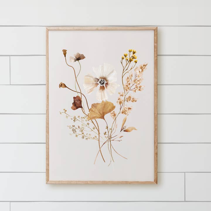 Autumn Wildflower Bouquet Wood Framed Sign for wholesale by DWELL Home Shoppe