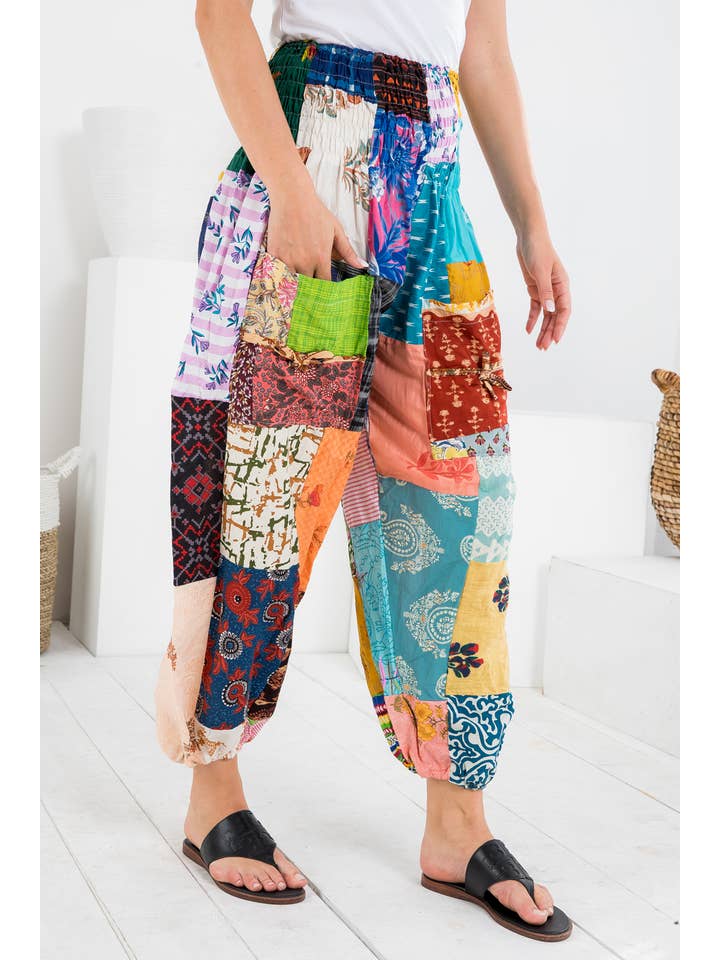 Kathmandu Imports - Wholesale Pants - Women's - Patchworks Smoked Pants (KT-1303)