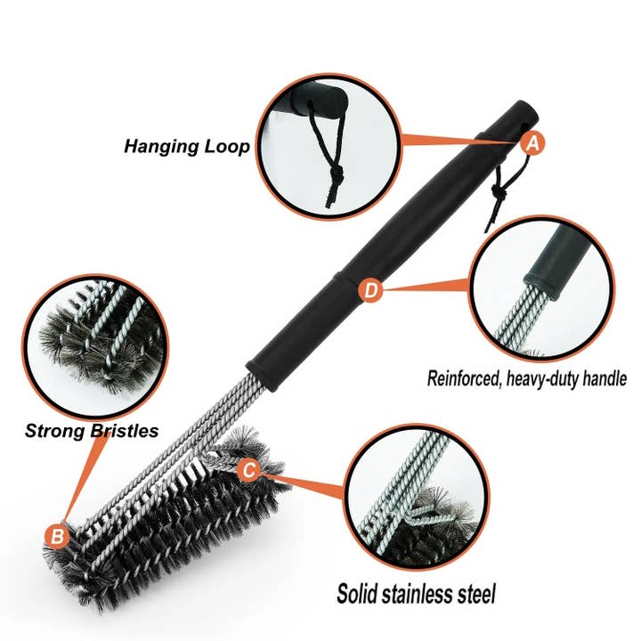 Angel Isabella - Wholesale Outdoor Grill Tools - Final Sale–Heavy Duty 18" Stainless Steel BBQ Grill Brushes2