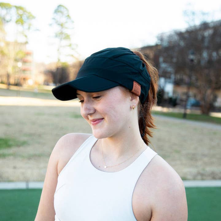 Headbands of Hope | One Purchased One Donated - Vendita all'ingrosso Cappello per coda di cavallo - Donna - Cappello da corsa regolabile con coda alta - Nero4