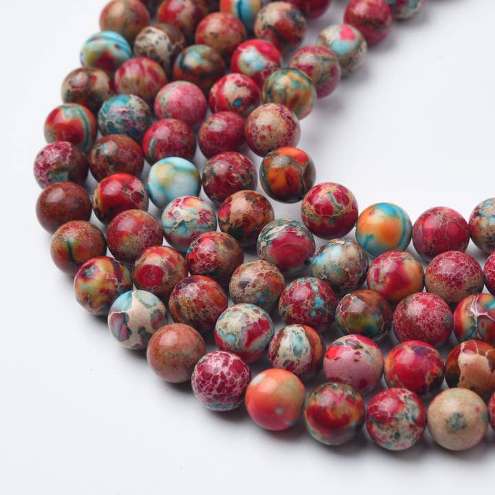 Beads Creation - Wholesale Beads - Earth Tone Imperial Jasper Round Smooth Gemstone GRN655