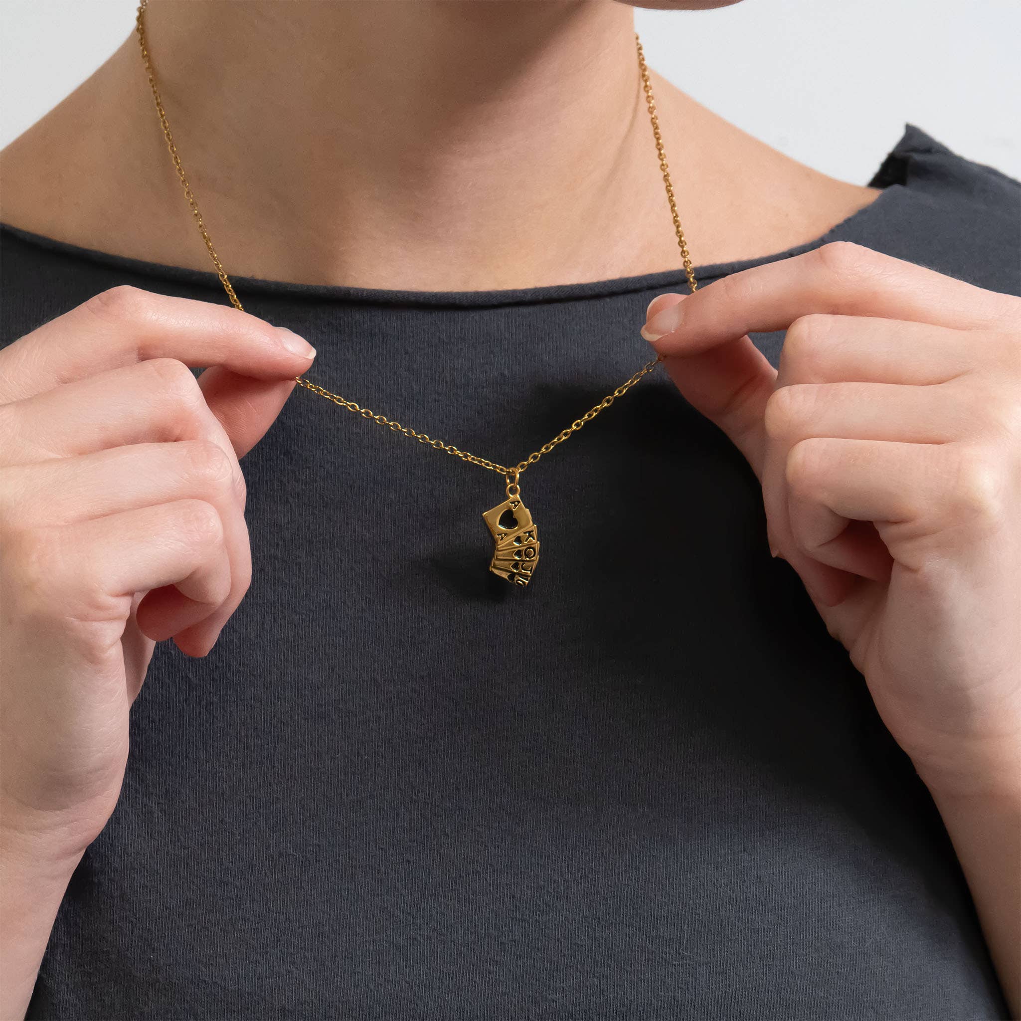 WJW - Wholesale Individual Charm/Pendant - 18K Gold PVD Stainless Steel Playing Cards Charm5