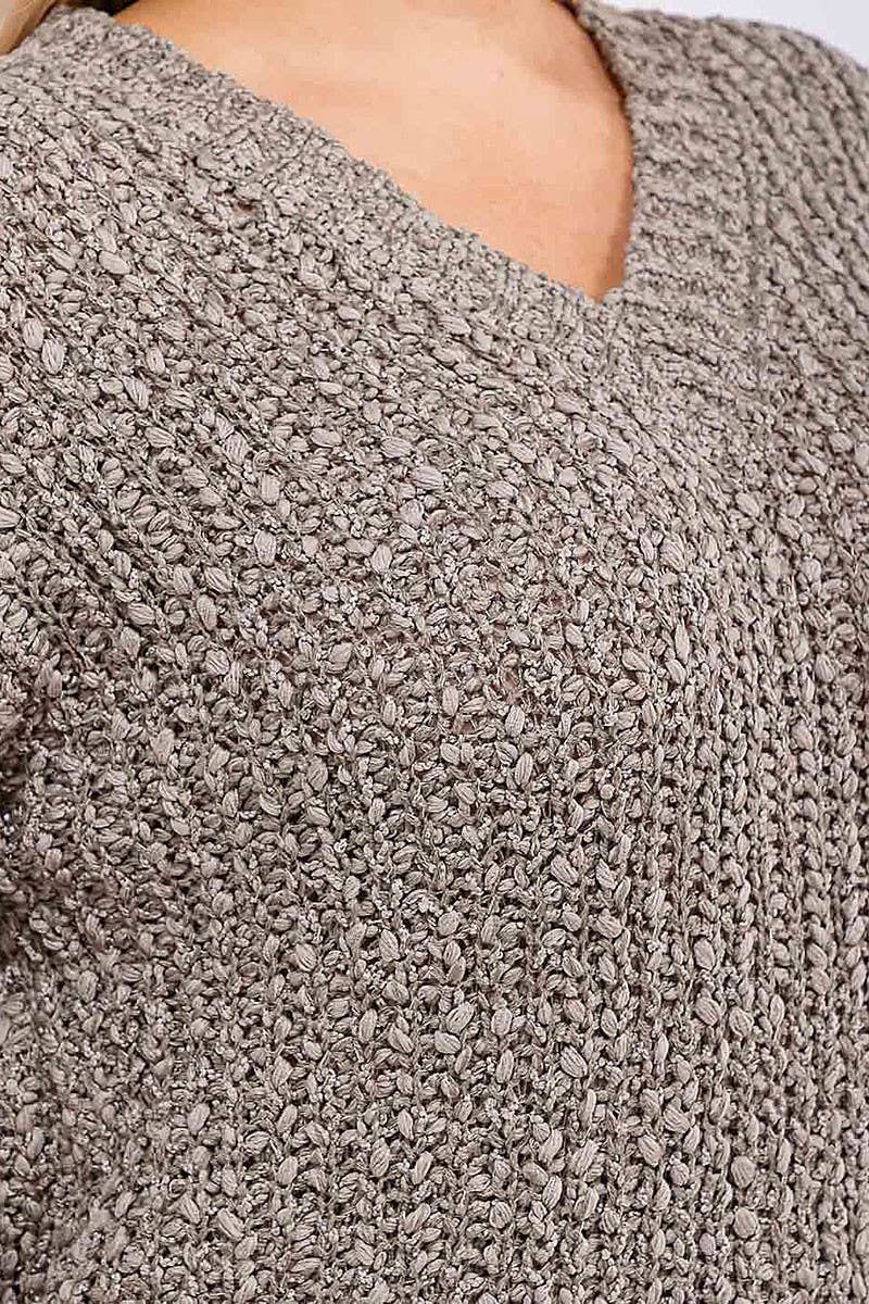 ROUSSEAU - Wholesale Knit Sweater - Women's - LONG SLEEVE V-NECK KNIT PULLOVER SWEATER11