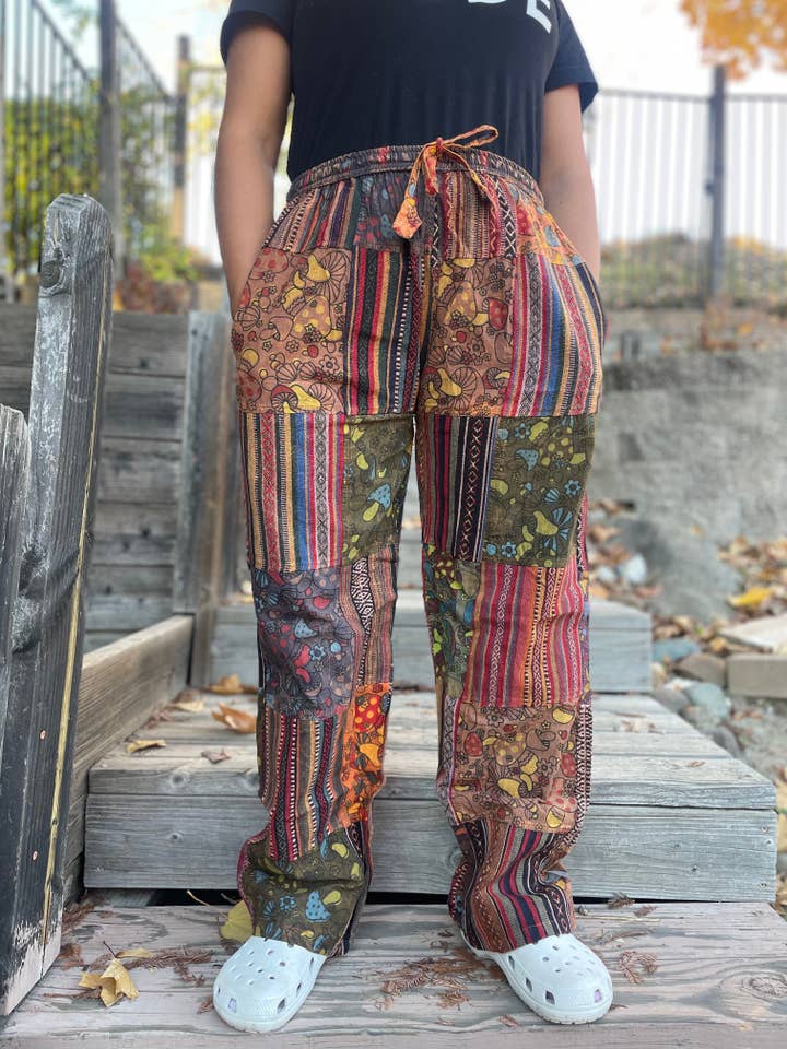 Like International - Wholesale Pants - Women's - Thick Patchwork Pants Bohemian Summer Bright Comfy Men and Women Hippy Pants Hippie