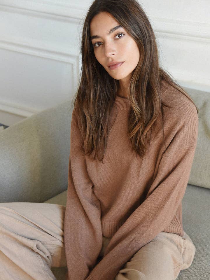 The Cashmere Malaya Crew Neck // Terracotta for wholesale by Beachwood The Label