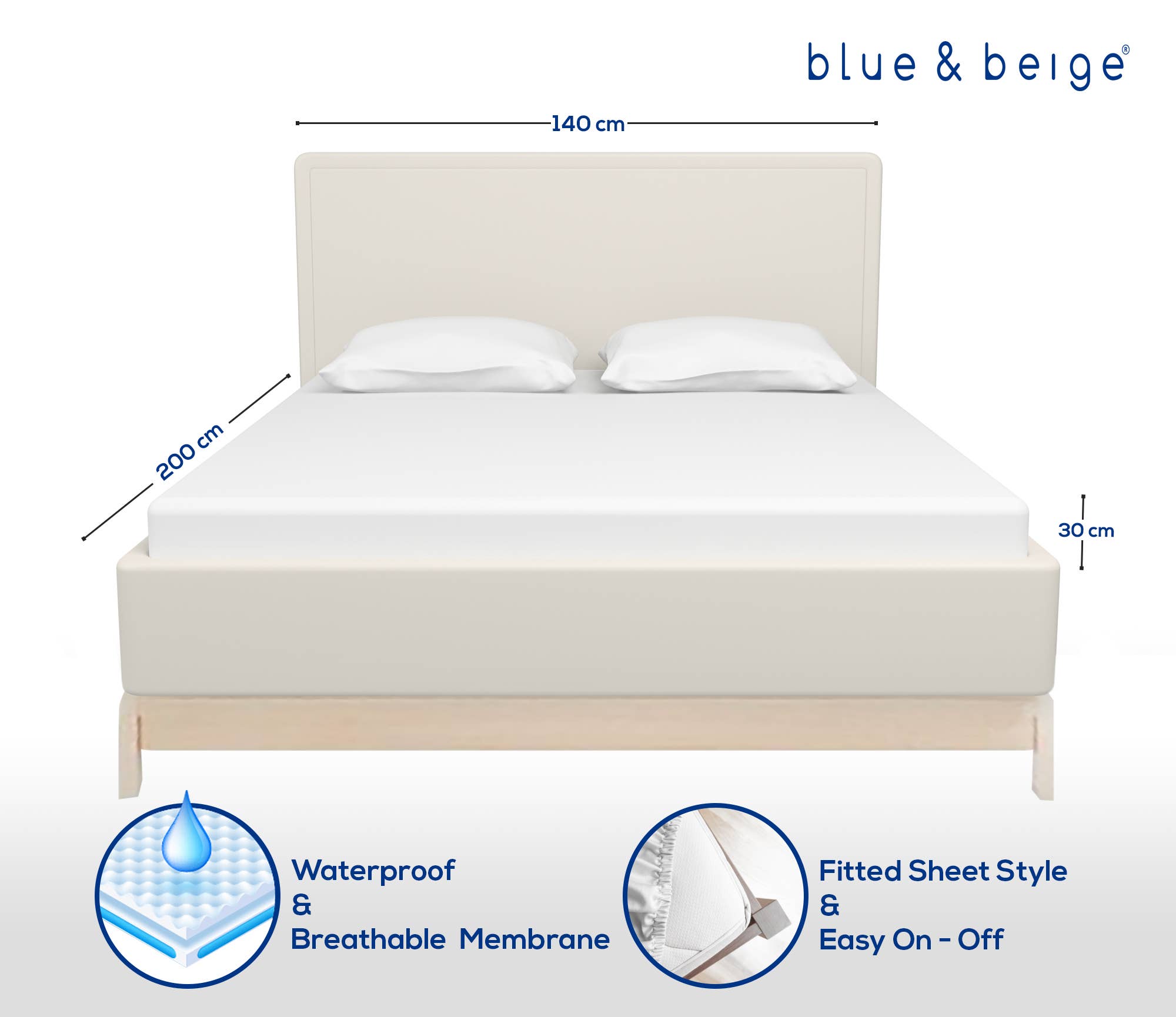 White Premium High-Quality Waterproof Mattress Protector -140X200 for wholesale on Faire1