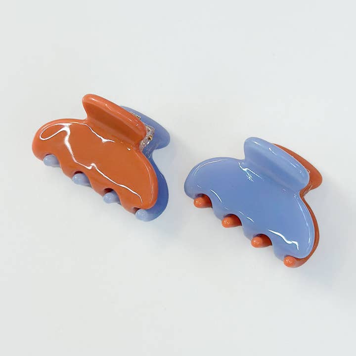 Periwinkle/Burnt Orange Jelly Hair Claws- Set of 2 for wholesale by Have A Nice Day