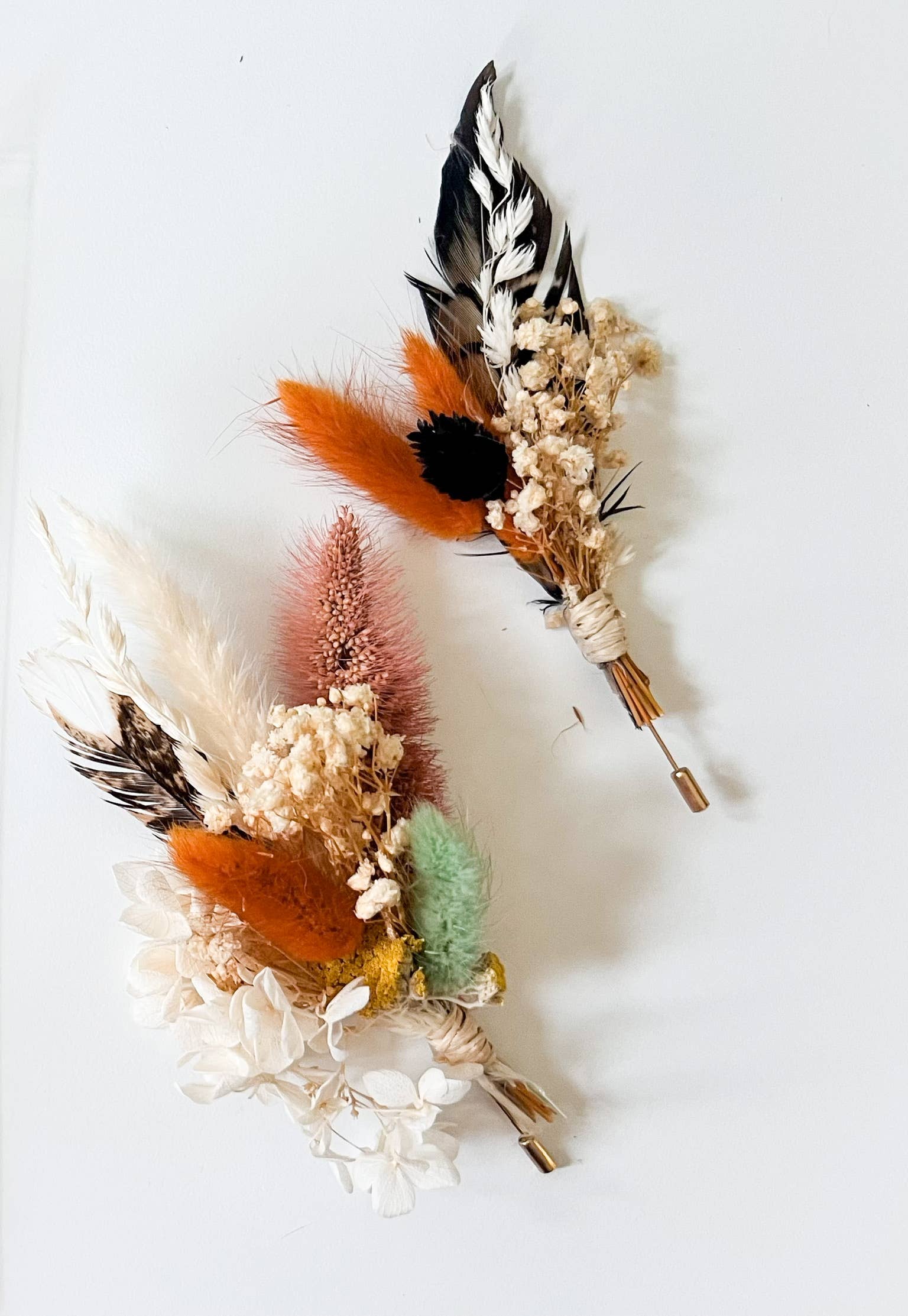 Withered Whimsy - Wholesale Dried/Pressed Flowers - Burnt Orange Wedding Boutonniere|"The Phoenix"5