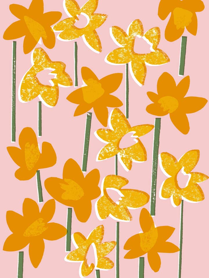 'Daffs' skærmtryk - Emily Kilham-Heeks for engroshandel hos Printed by Us