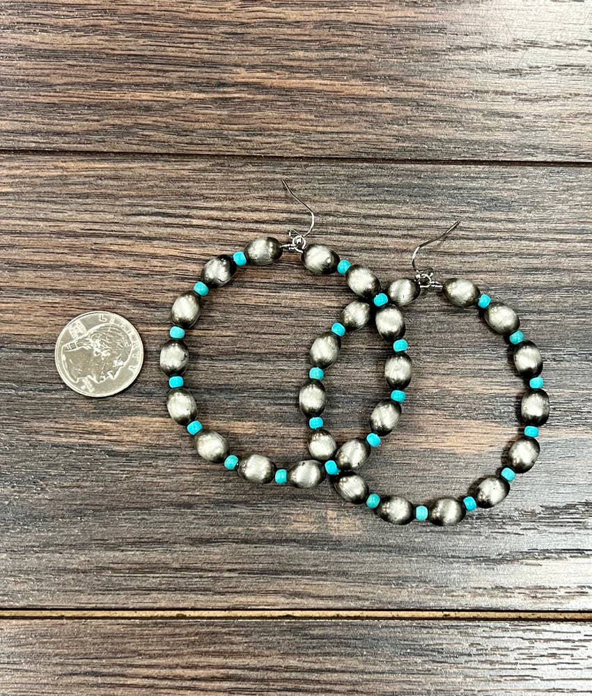 ISAC Trading Inc - Wholesale Hoop Earrings - 726077, Handmade Oval Navajo Bead Hoop Earrings1