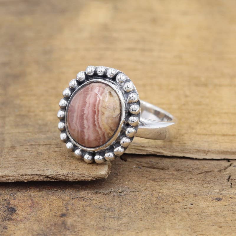 Jay Jools - Wholesale Cocktail/Statement Ring - Rhodochrosite Handmade Ring: 925 Silver Jewelry for Her8