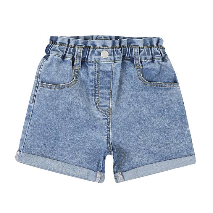 ToTo Heros - Wholesale Shorts - Kids - Ella High-Waist Roll-Up Hem Pull-On Summer Denim Shorts