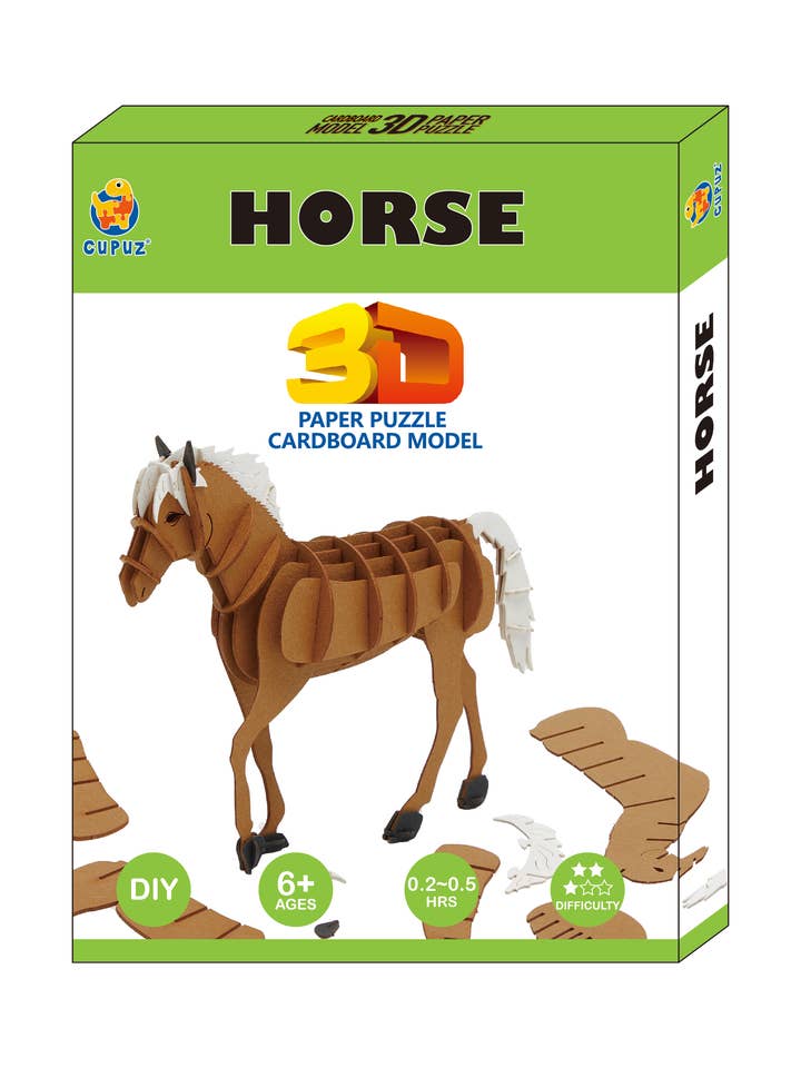 Pferd 3D-Papierkarten-Bausatz für den Großhandel von Go on make me