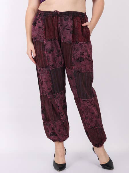 Women Patchwork Cotton Pant with Pocket Mushroom Pajama Lot for wholesale by Wevez