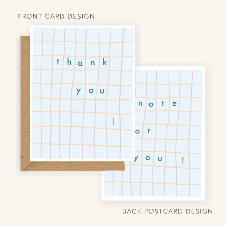 Thank You Grid Eco-Friendly Card + Postcard for wholesale by Golden Beam Co.