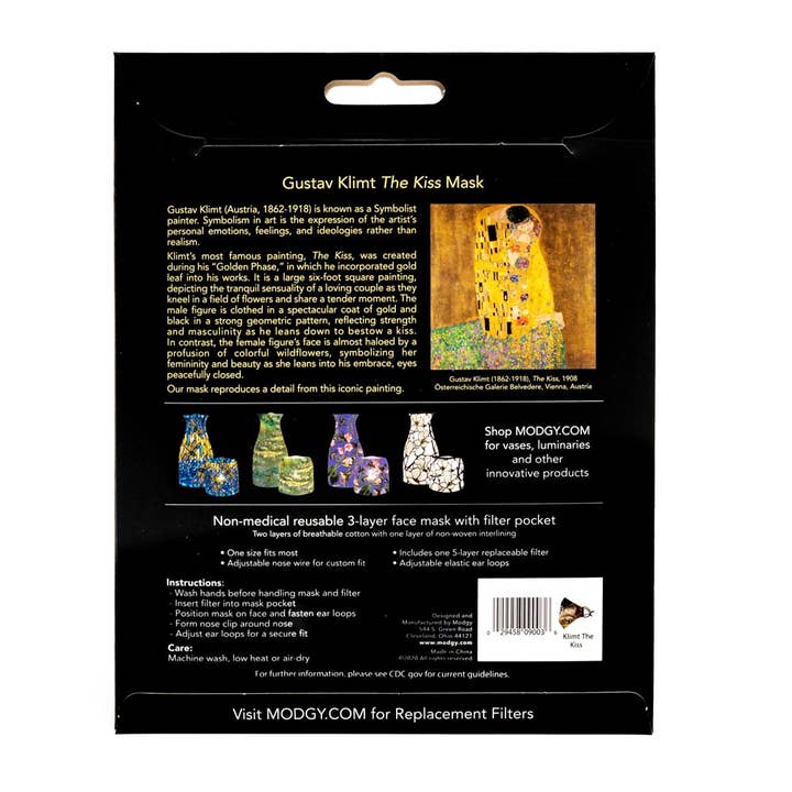 Modgy - Wholesale Protective Face Mask/Shield - Klimt The Kiss Fashion Mask8