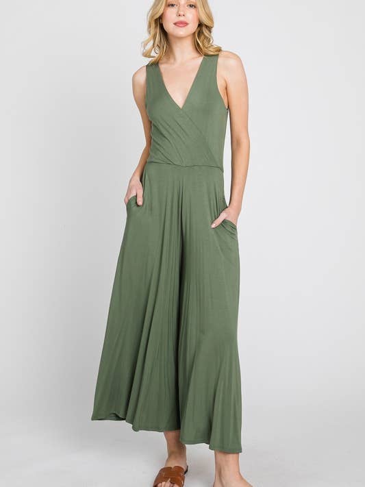 Surplice Sleeveless Jumpsuit - JU17277 for wholesale by Final Touch