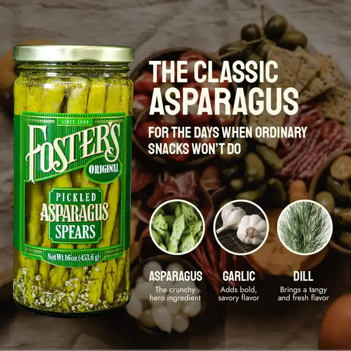 Foster's Pickled Products - Wholesale Pickled Vegetables - Foster's Pickled Asparagus - 16oz (6 pack)1