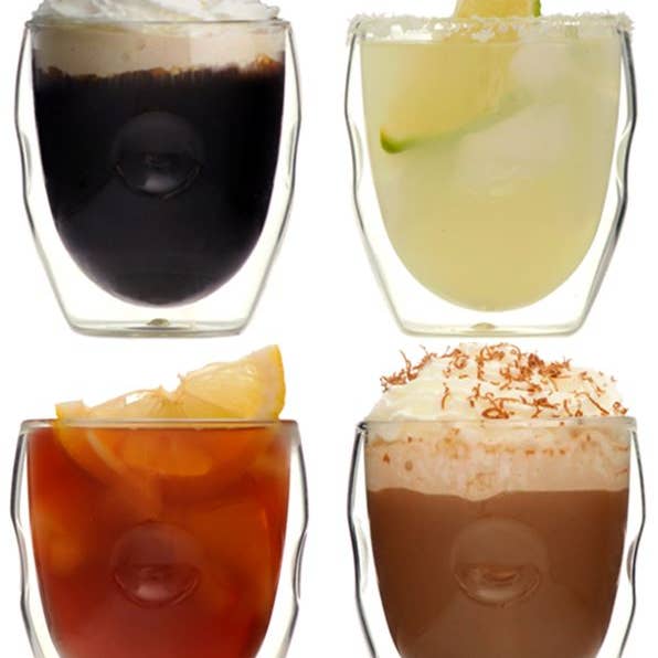 Moderna Artisan Double Wall 8 oz Beverage Glasses, Set of 4 for wholesale by Ozeri