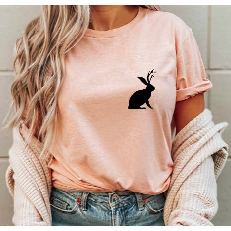 Jackalope Silhouette Pocket Design Graphic Tee E29 for wholesale by Tron Tron Graphic Wear