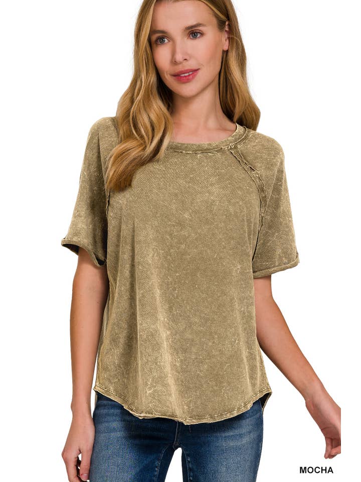 42POPS - Wholesale T-Shirt - Women's - "..._ Back Patch Crinkle Washed Raglan Sleeve Tshirts