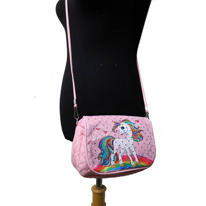 Cap Zone – wholesale Crossbody bag – kids – Unicorn Printed With Silver Glitter Crossbody6